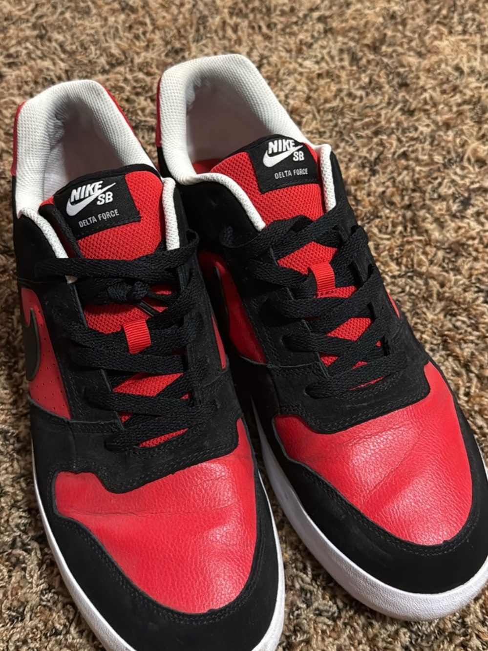 Nike Red and Black Delta Force Low Skate Sneakers